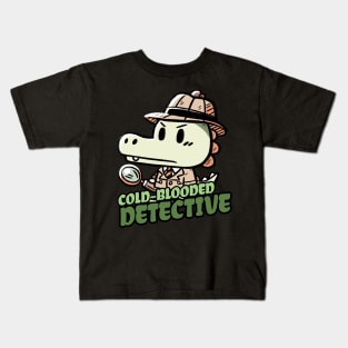 Cold blooded Detective Investigator Aligator Design Kids T-Shirt